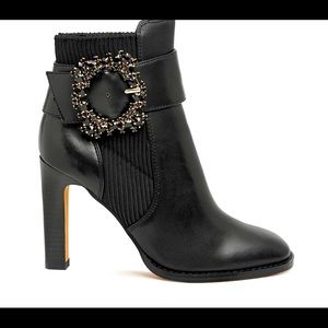 NWB Karl Lagerfeld Vania Leather Calf Bootie w/embellished stone detail